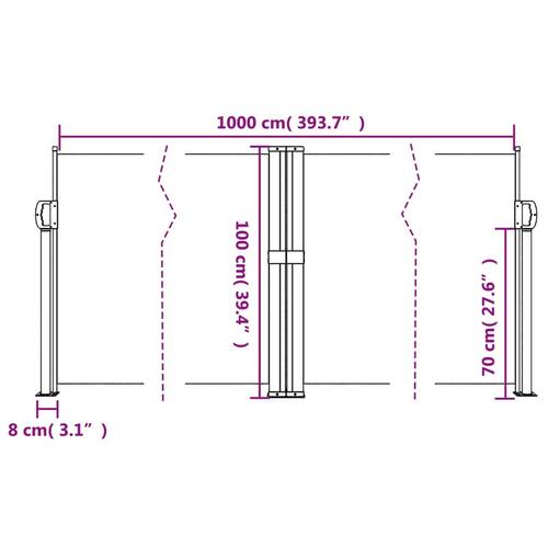 Sammenrullelig sidemarkise 100x1000 cm beige