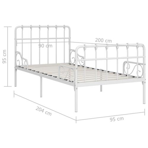 Sengestel med lamelbund 90 x 200 cm metal hvid