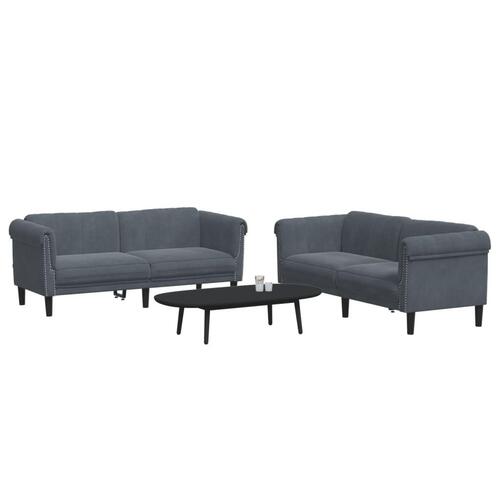 2 personers sofa velour mørkegrå