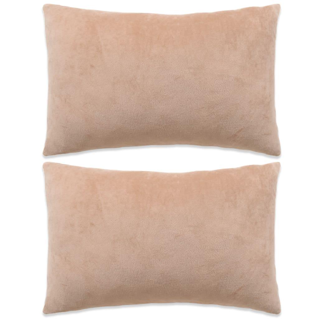 Pudesæt 2 stk. velour 40 x 60 cm beige