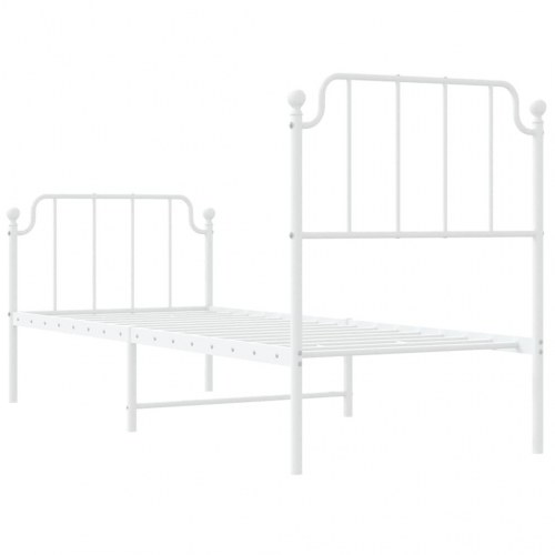 Sengeramme med gavl og fodgærde 75×190 cm - metal, hvid