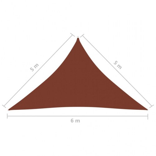 Solsejl trekantet 5×5×6 m i oxfordstof - terrakotta