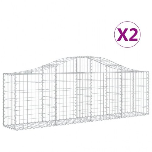 Buede gabionkurve - 2 stk. 200×30×60/80 cm i galvaniseret jern