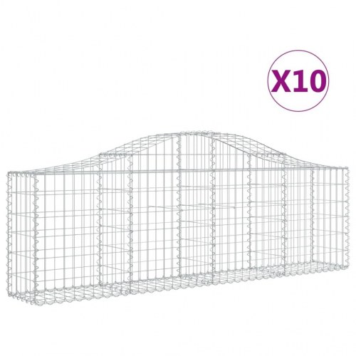 Buede gabionkurve - 10 stk. 200×30×60/80 cm i galvaniseret jern