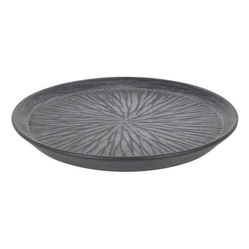 Flad Plade Inde Stoneware Lotus Porcelæn Sort