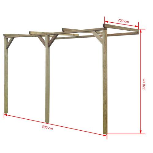 Pergola lænende træ 2 x 3 x 2,2 m