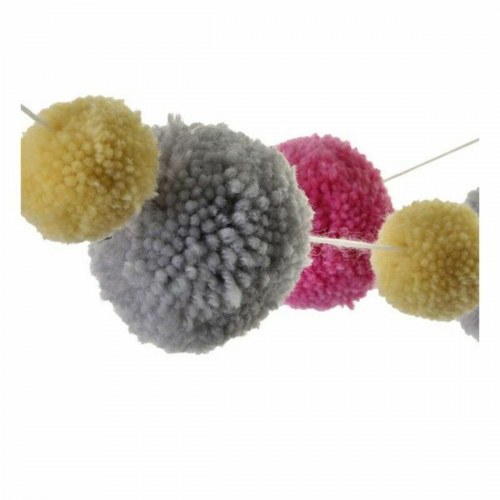 Guirlande med pomponer 170 cm - , grå/pink, 2 stk.