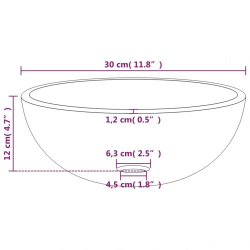 Håndvask i hærdet glas 30 × 12 cm - hvid