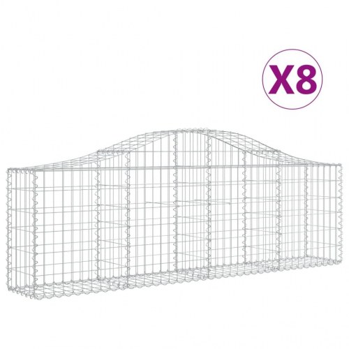 Buede gabionkurve - 8 stk. 200×30×60/80 cm i galvaniseret jern