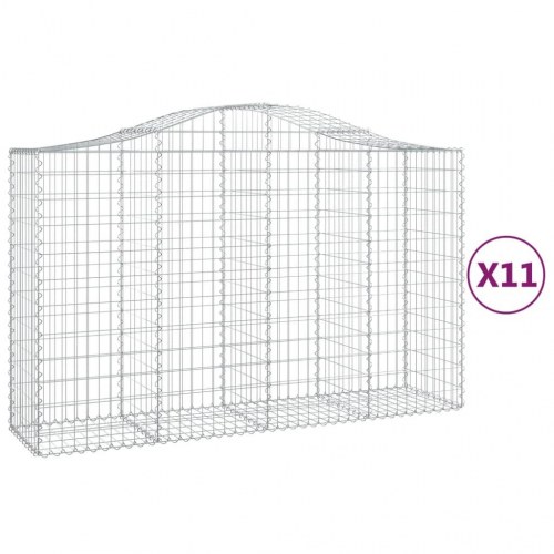 Buede gabionkurve - 11 stk. 200×50×120/140 cm i galvaniseret jern