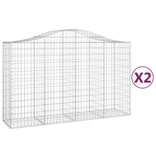 Buede gabionkurve - 2 stk. 200×50×120/140 cm i galvaniseret jern