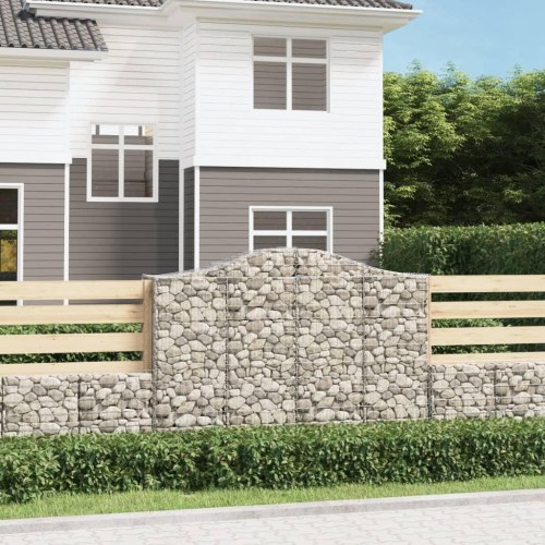 Buede gabionkurve - 2 stk. 200×50×140/160 cm i galvaniseret jern