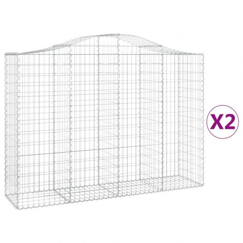 Buede gabionkurve - 2 stk. 200×50×140/160 cm i galvaniseret jern