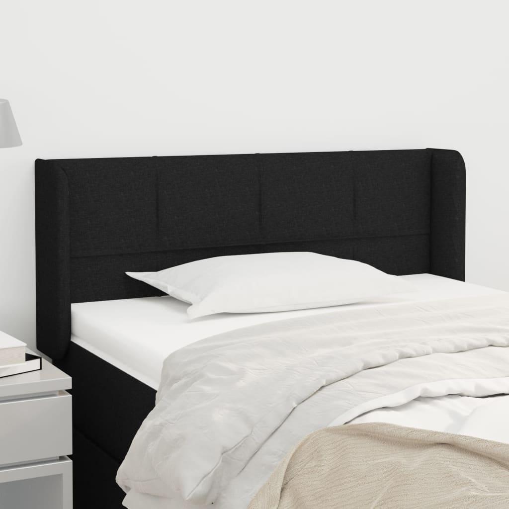 Sengegavl Med Kanter 83X16X78/128 Cm Stof - Sort / 103 x 16 x 78/88 cm