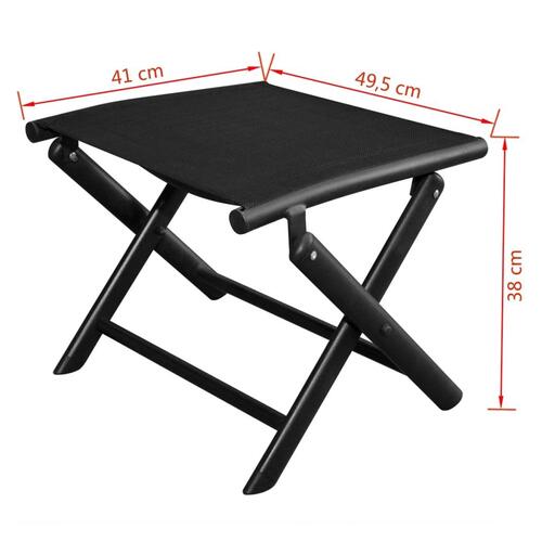 Foldbar fodskammel aluminium og textilene sort