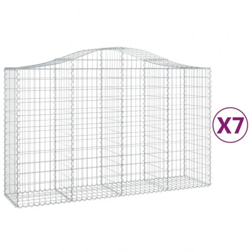 Buede gabionkurve 7 stk. 200x50x120/140 cm galvaniseret jern