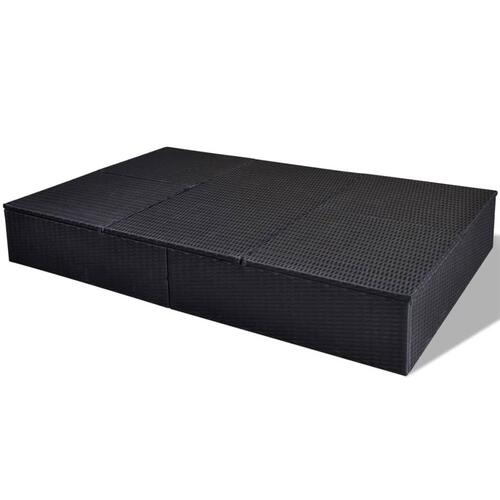 Dobbelt solseng med hynde polyrattan sort