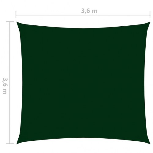 Solsejl 3,6 × 3,6 m - firkantet oxfordstof, mørkegrøn