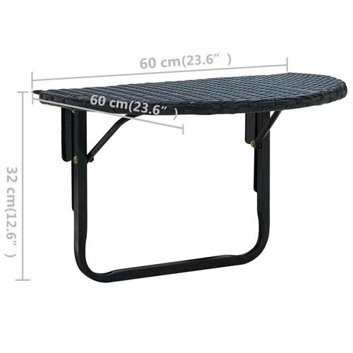 Altanbord 60 x 60 x 32 cm polyrattan sort
