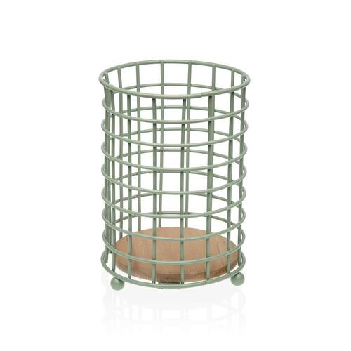 Bestikholder Versa Grøn Træ Gummitræ Stål Jern 12,5 x 17,5 x 12,5 cm