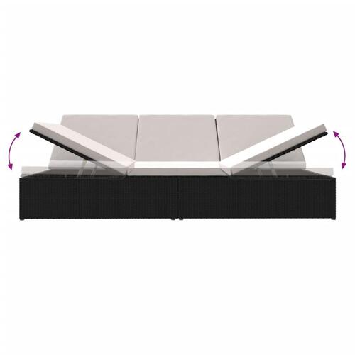 Fleksibel soleng med hynder polyrattan sort