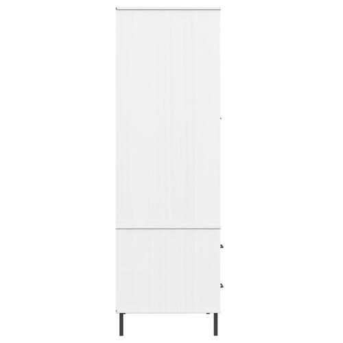 Klædeskab med metalben OSLO 90x55x172,5 cm massivt træ hvid
