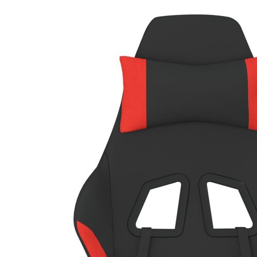 Gamingstol med massage og fodstøtte i stof - sort/rød