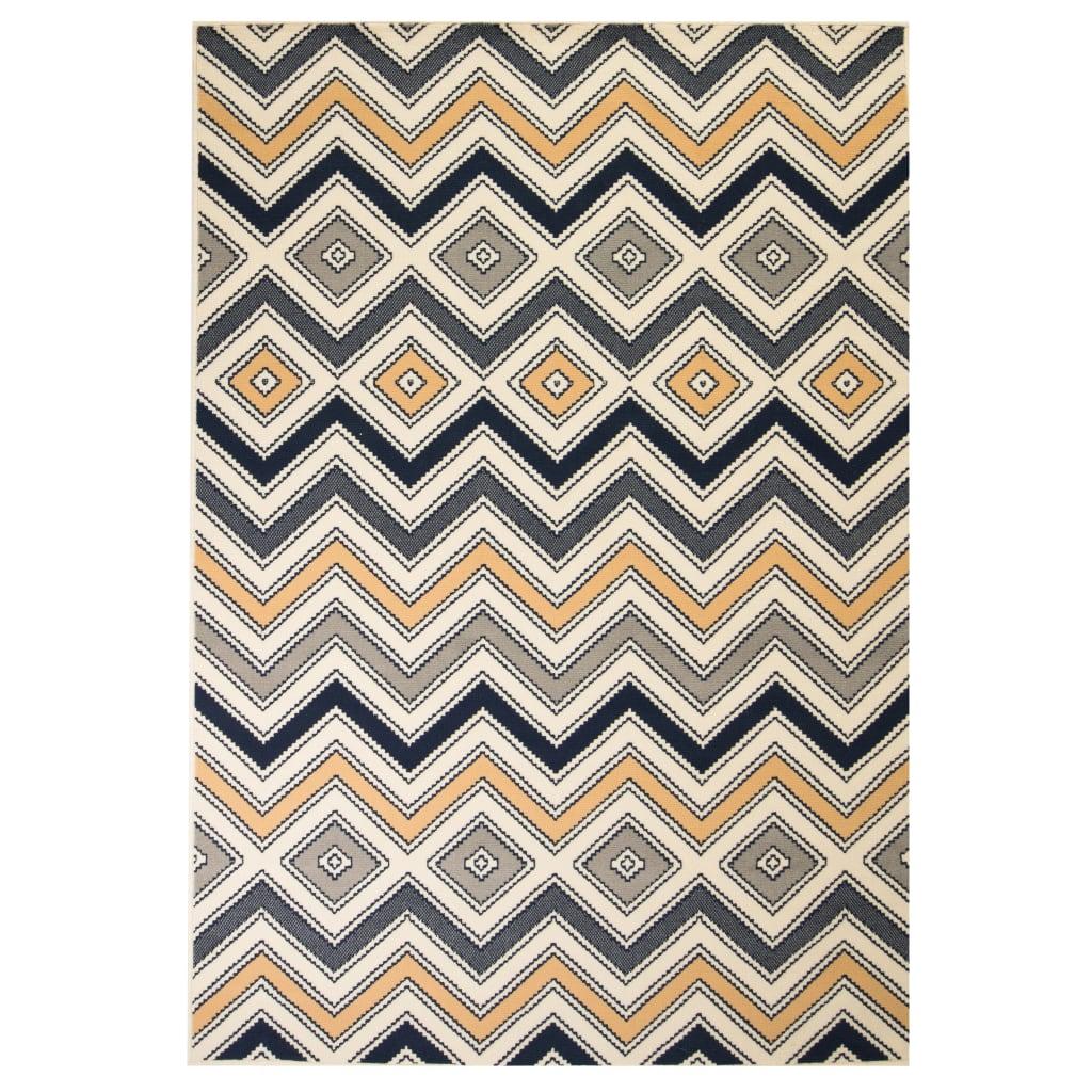 Moderne tæppe zigzag-design 160 x 230 cm brun/sort/blå
