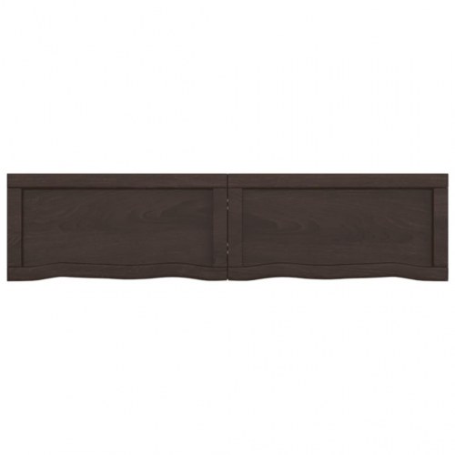 Væghylde 120x30x(2-4) cm behandlet massivt egetræ mørkebrun