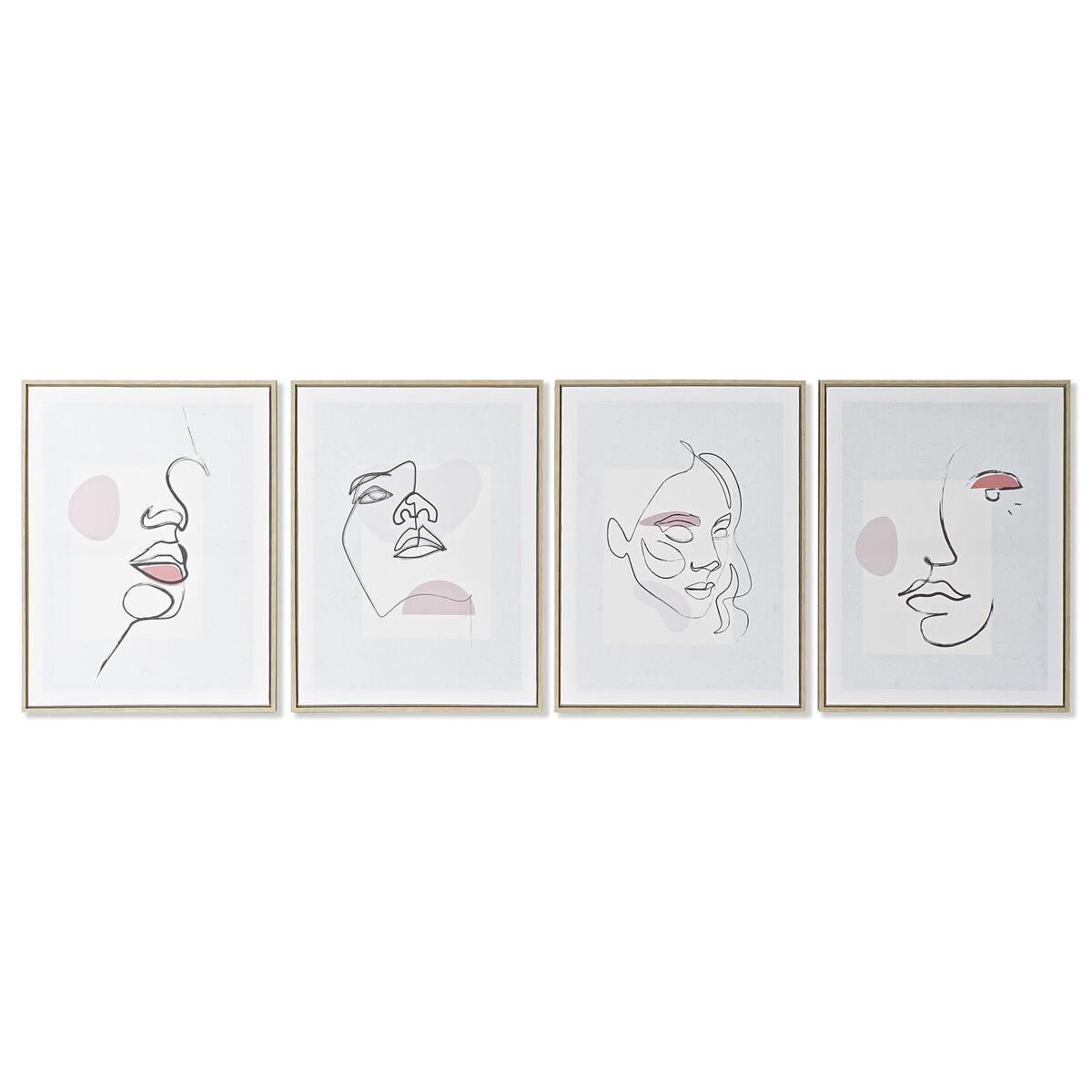Maleri Ansigt Skandinavisk 45 x 2,5 x 60 cm (4 enheder)