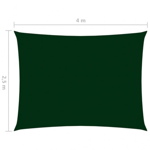 Solsejl 2,5 × 4 m - rektangulær, oxfordstof, mørkegrøn