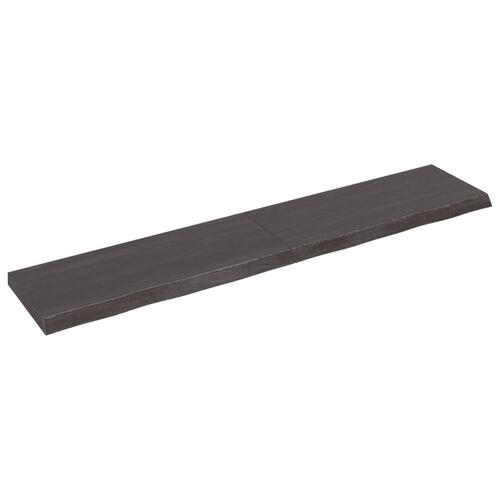 Væghylde 200x40x(2-6) cm behandlet massivt egetræ mørkebrun