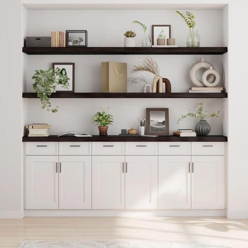 Væghylde 200x40x(2-6) cm behandlet massivt egetræ mørkebrun