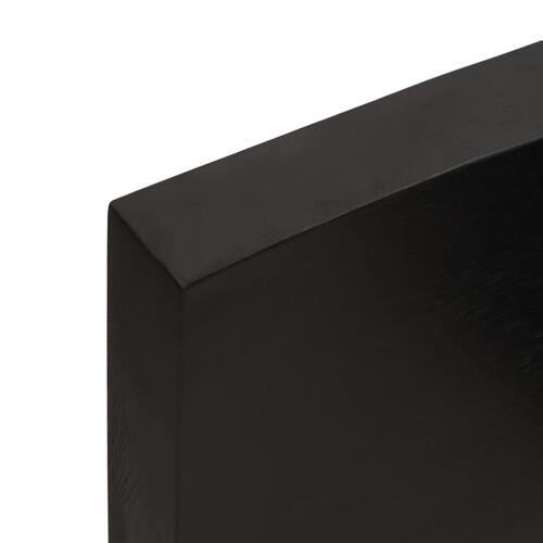 Væghylde 200x40x(2-6) cm behandlet massivt egetræ mørkebrun