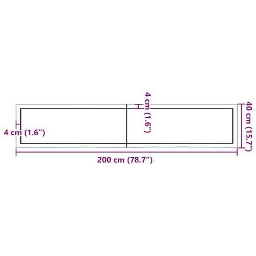 Væghylde 200x40x(2-6) cm behandlet massivt egetræ mørkebrun