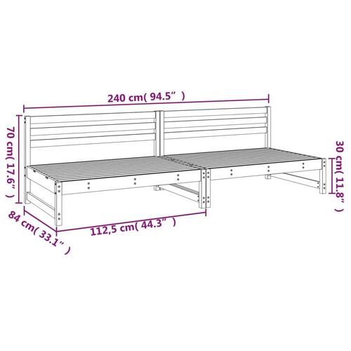 Midtermoduler til havesofa 2 stk. 120x80 cm massivt fyr grå