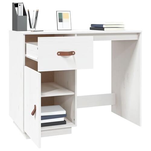 Skrivebord 95x50x75 cm massivt fyrretræ hvid