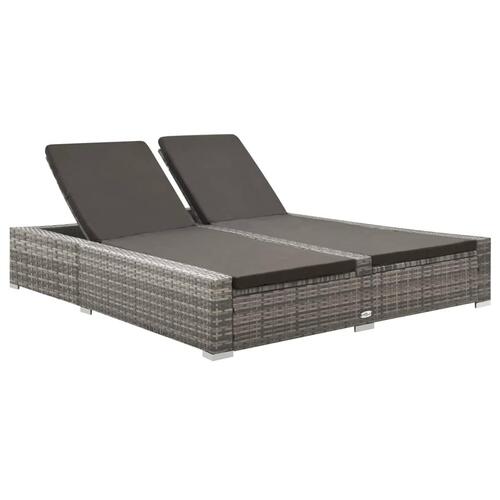 Dobbelt solseng polyrattan grå