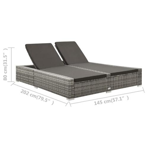 Dobbelt solseng polyrattan grå