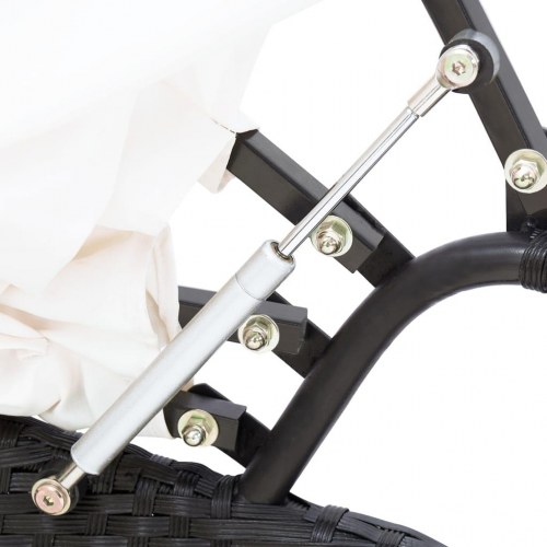 Solseng med baldakin polyrattan sort