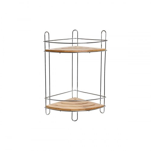 Hjørnemøbel - bambus og krom, 2 hylder, 19,5 × 19,5 × 36,5 cm