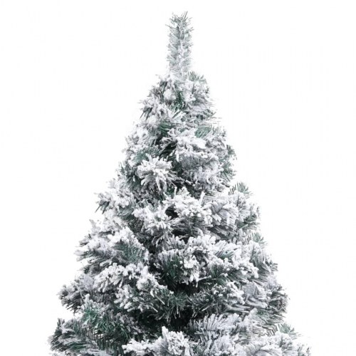 Kunstigt juletræ med lys og sne 210 cm grøn