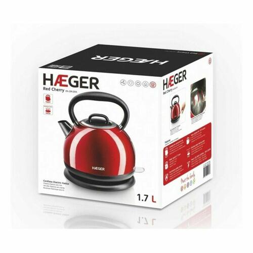 Vandkedel og Elektrisk Tekedel Haeger EK-22R.021A Rød Rustfrit stål 2200 W 1,7 L