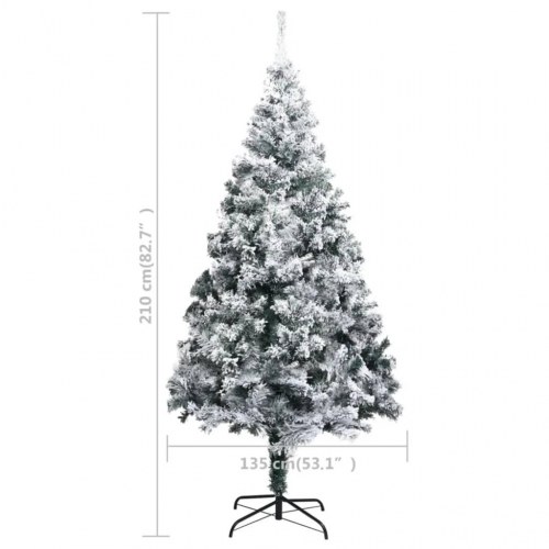 Kunstigt juletræ med lys og sne 210 cm grøn