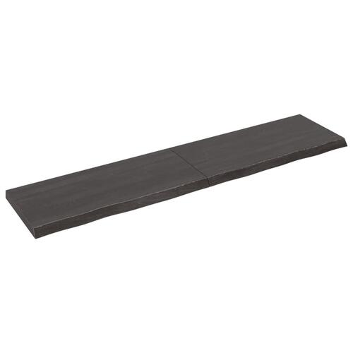 Væghylde 220x50x(2-6) cm behandlet massivt egetræ mørkebrun
