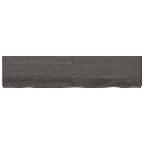 Væghylde 220x50x(2-6) cm behandlet massivt egetræ mørkebrun