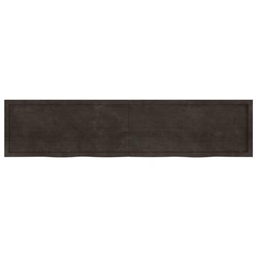 Væghylde 220x50x(2-6) cm behandlet massivt egetræ mørkebrun