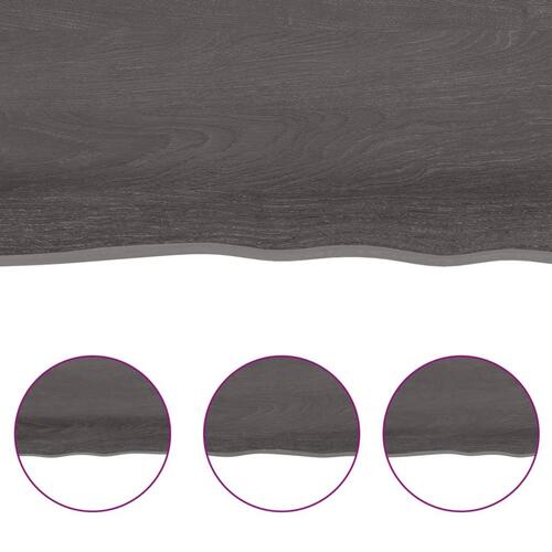 Væghylde 220x50x(2-6) cm behandlet massivt egetræ mørkebrun