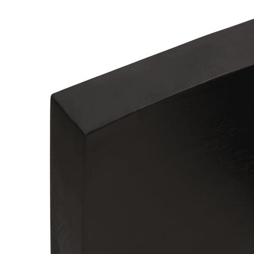 Væghylde 220x50x(2-6) cm behandlet massivt egetræ mørkebrun
