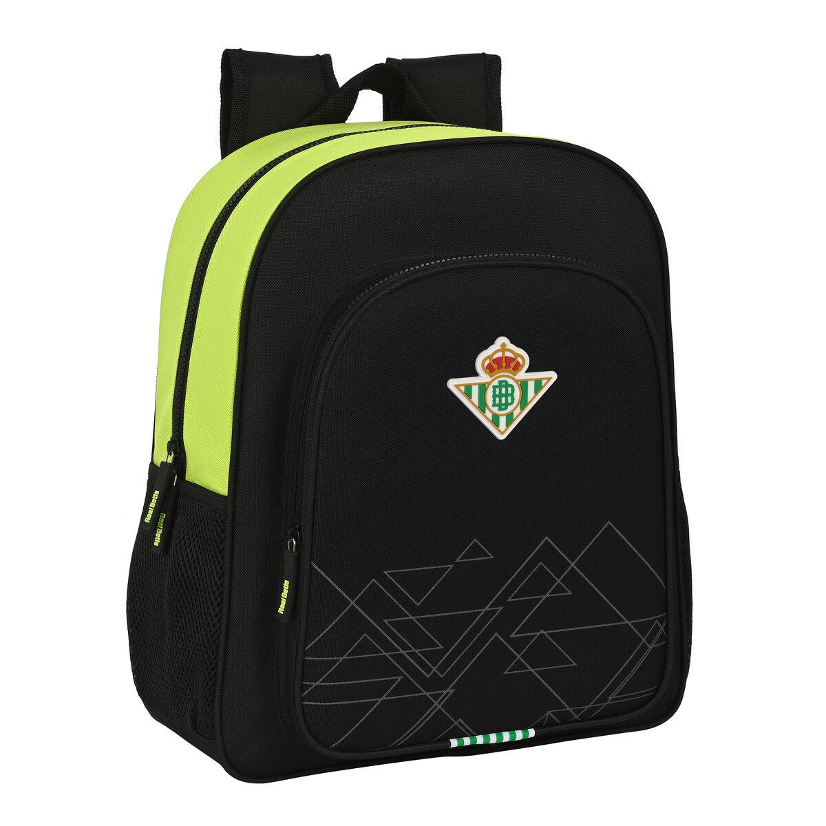 Real Betis Balompié skoletaske - 32 × 38 × 12 cm - sort/lime